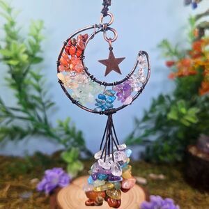 Handmade 7 Chakra Crystal Moon Décor #7